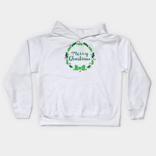 Merry Christmas Wreath Kids Hoodie